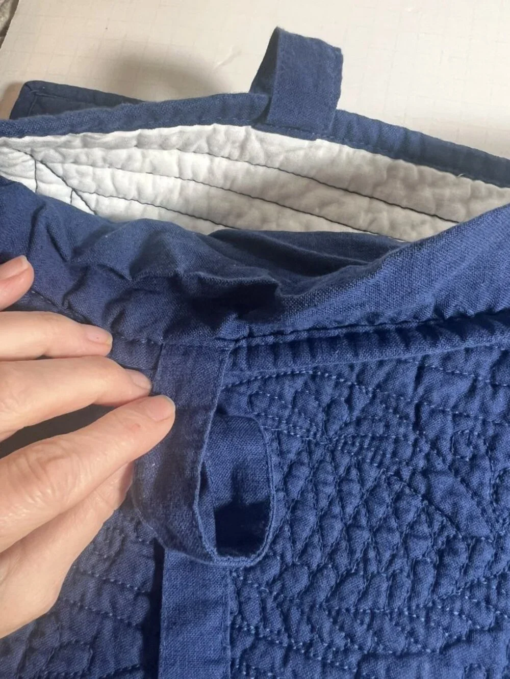 1 Pottery Barn Linen Blend Quilted Euro Sham Navy Blue